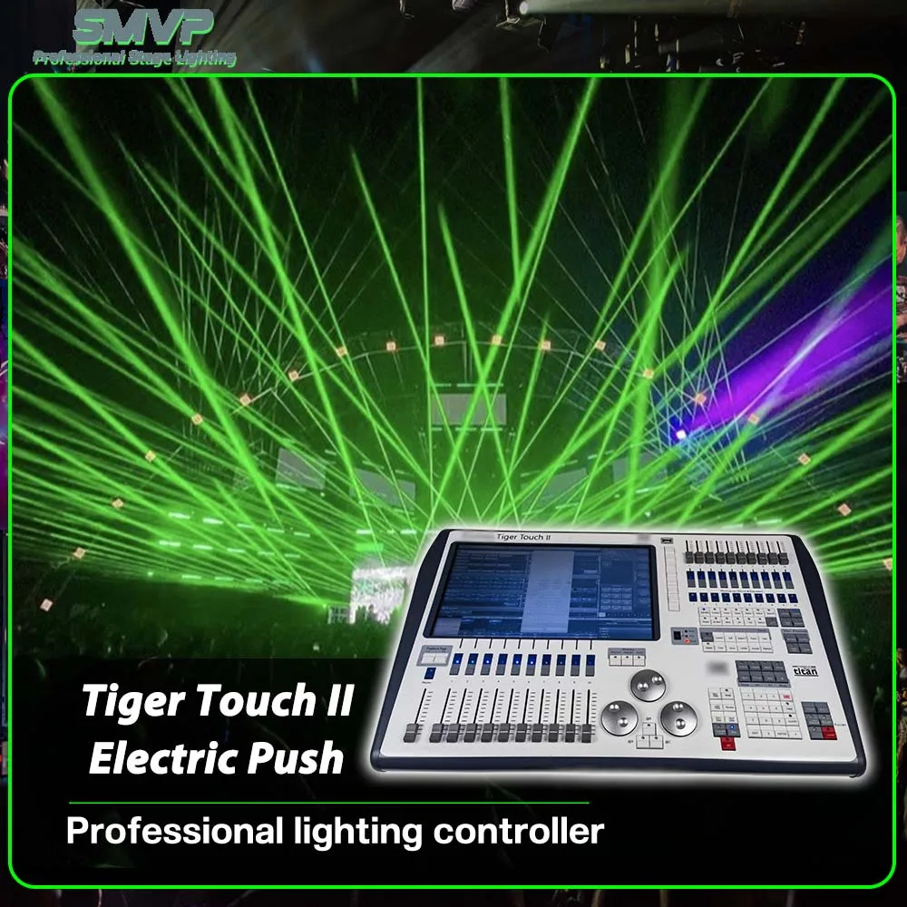 

New Tiger Touch II V16 Console With Electric Push Rod DMX512 Stage Light Controller For DJ Disco Party Wedding Concert Show Bar