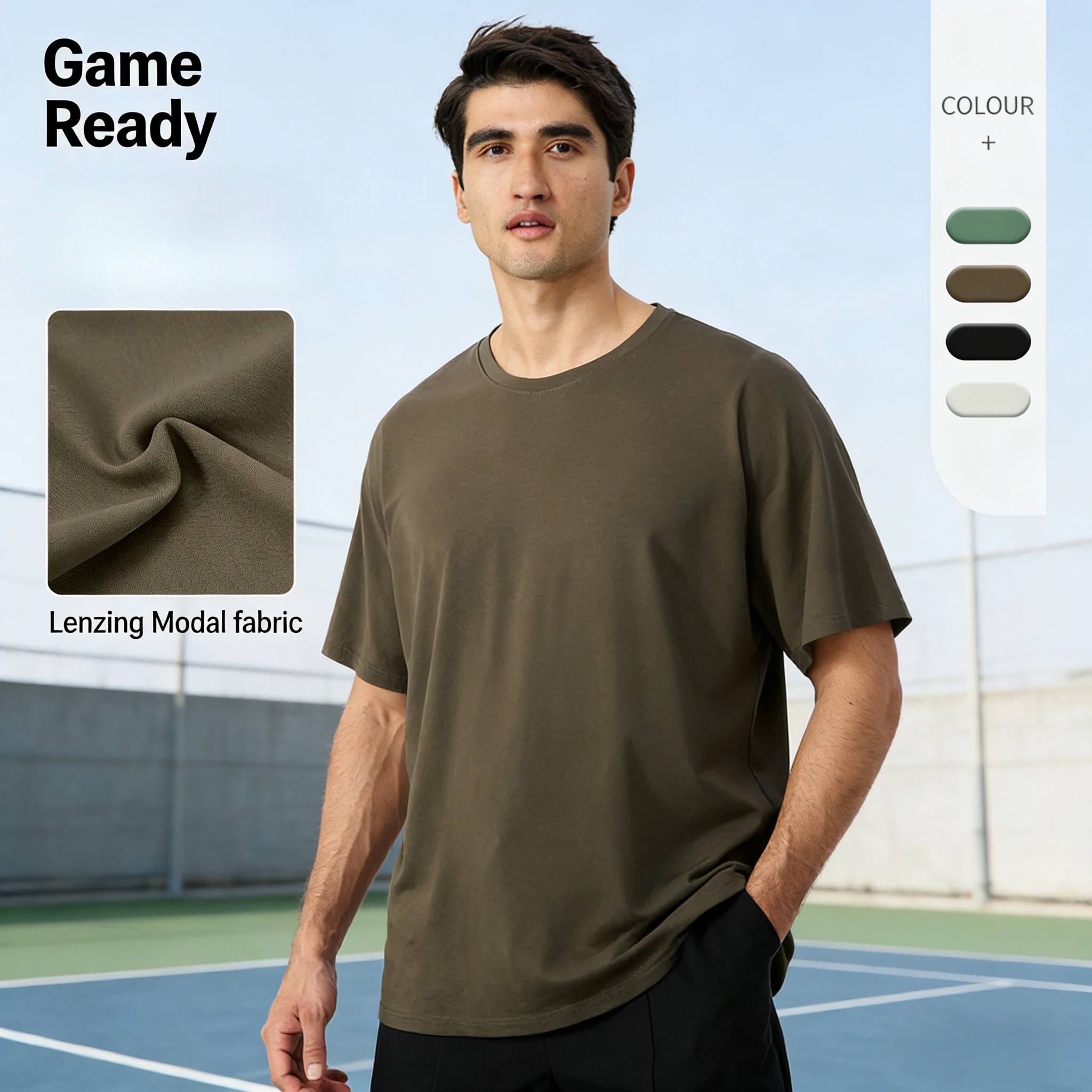 

Мужская свободная спортивная футболка из модала с коротким рукавом, дышащая, быстросохнущая, для фитнеса, бега и тренировок на открытом воздухе, с круглым вырезом