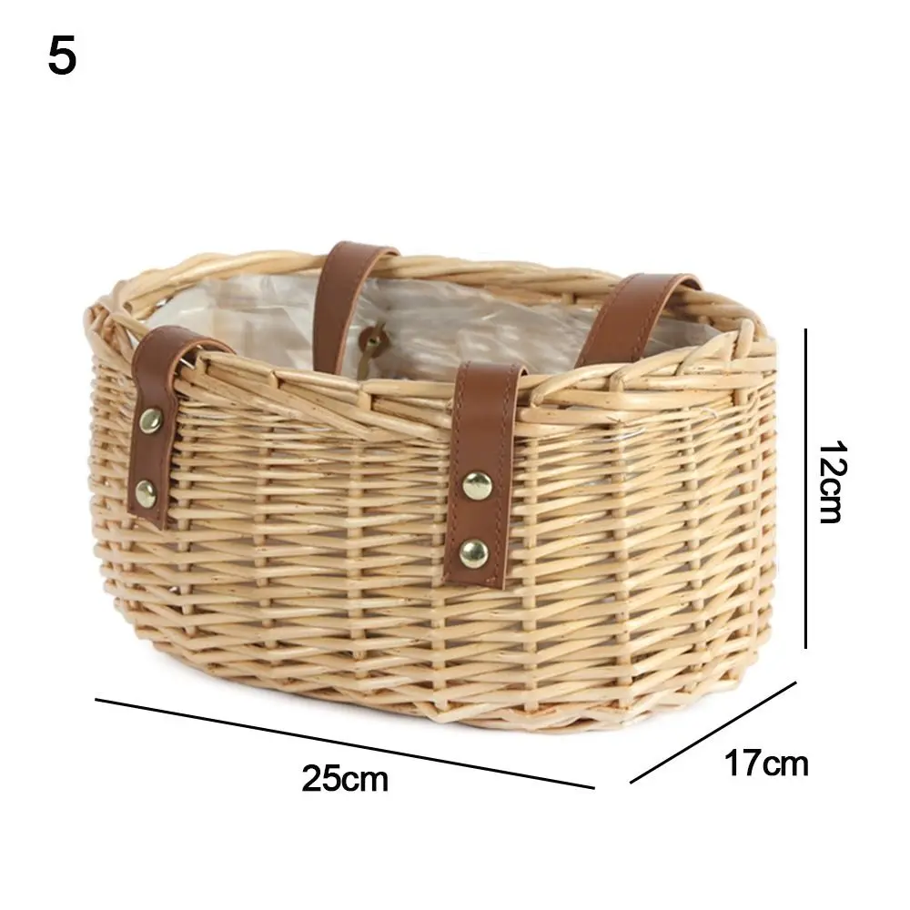 Cesta de vime de salgueiro para meninas, cesta de tecido resistente, arranjo de flores, recipiente de piquenique feito à mão