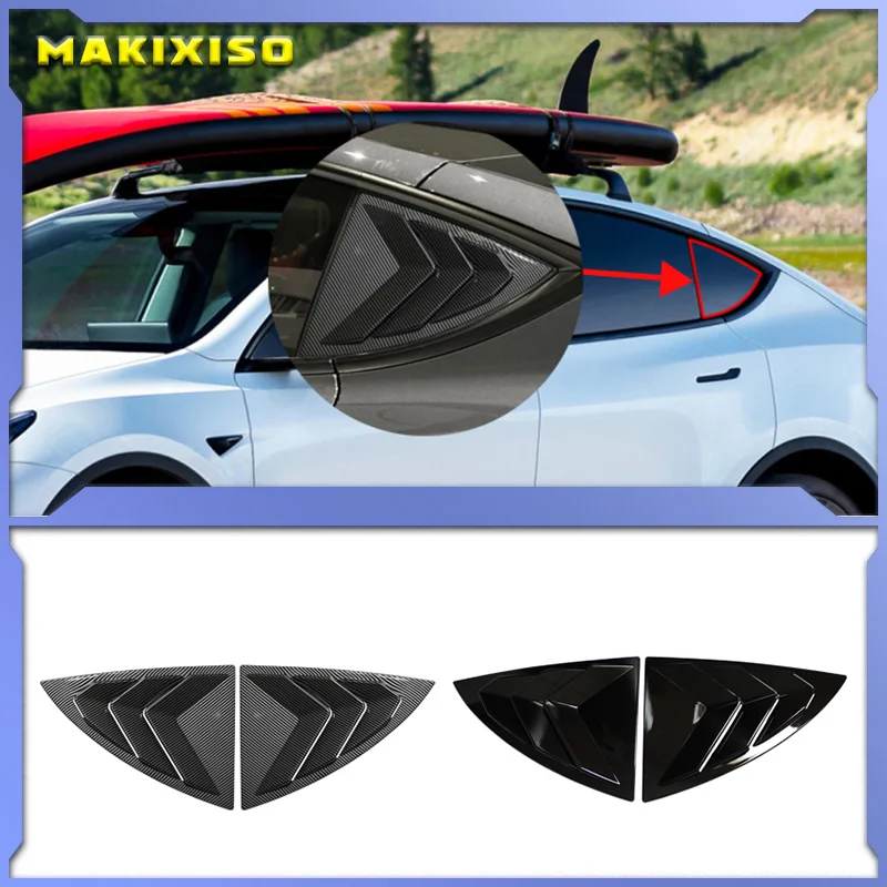 

Rear Side Triangle Window Louver Cover For Tesla Model Y 2019-2023 Sport Style Side Vent Trim ABS Glossy Carbon Matte Black