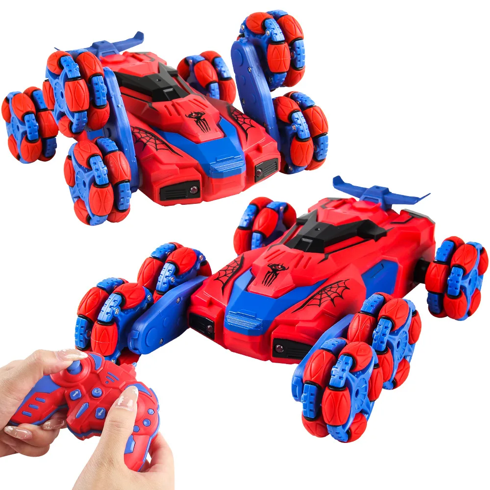 Spider 2.4G Wireless Remote Control Car Children Stunt Climbing Spray Light Deformation Racing USB Charge Car Toy For Kids Gifts