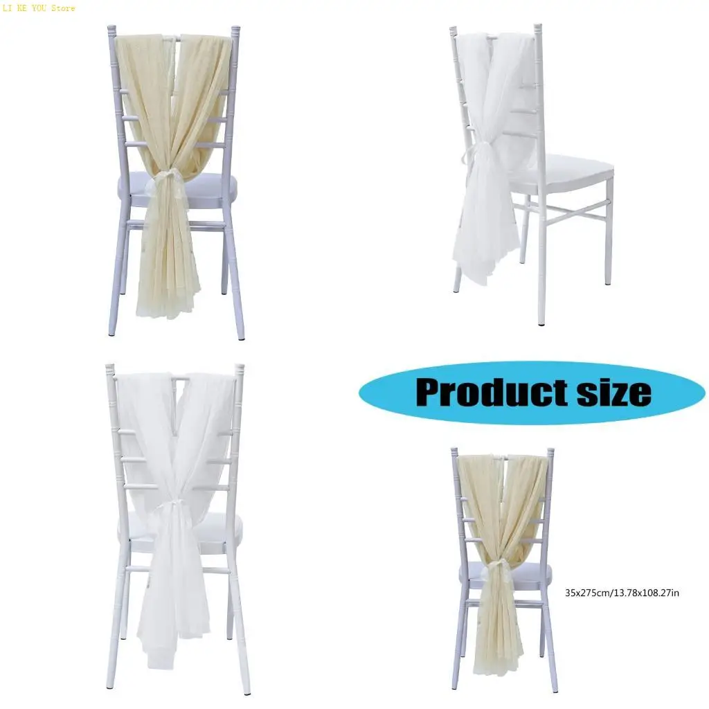 W3JE White Chair Sashes Elegant Display Perfect For Wedding Aisle Decorations And Church Drape Sheer Tulle
