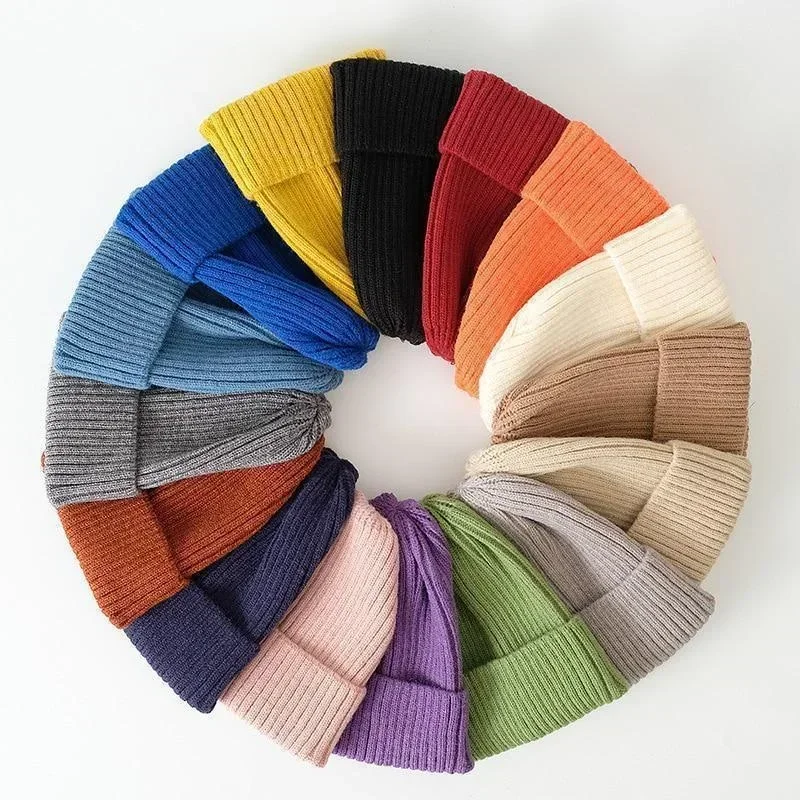 Nowa czapka beanie zimowa dla kobiet mężczyzn chłopców dziewcząt szydełkowa czapka jednolity kolor unisex jesienne czapki dziergane akcesoria uniwersalne