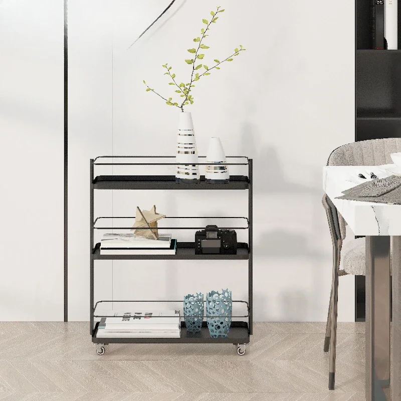 

Modern simple multi-layer household metal ins Internet celebrity shelves Small apartment restaurant side cart storage shelves