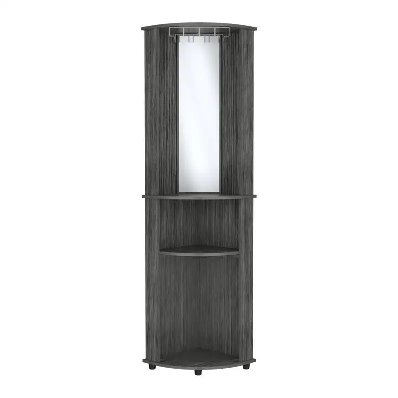 Armoire de bar d'angle Chicago avec support et porte vitrée pour une utilisation à domicile et au bureau
