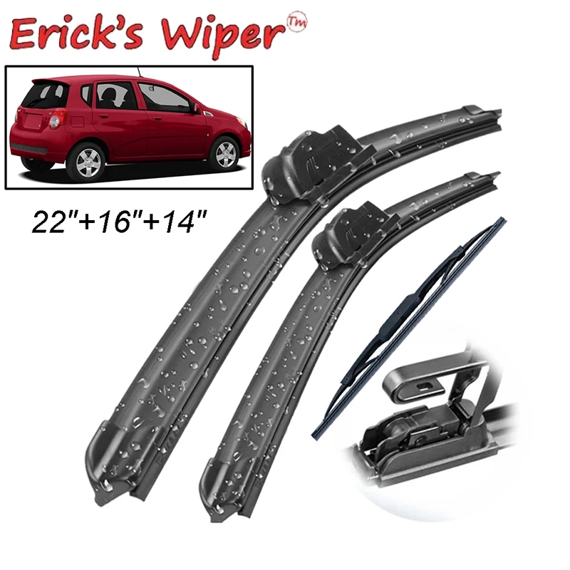 Erick\'s Wiper Front & Rear Wiper Blades Set Kit For Chevrolet Aveo MK1 2008 - 2011 Windshield Windscreen Window 22\