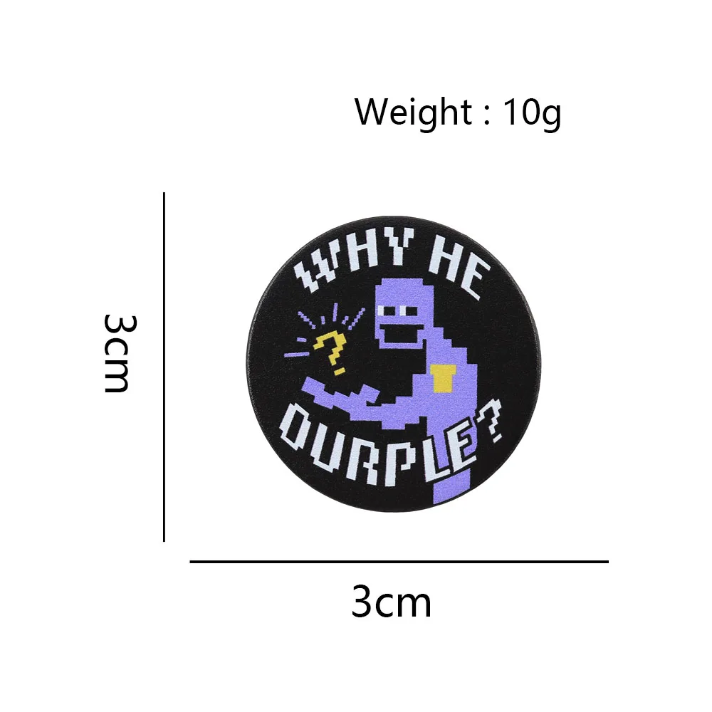 Funny Pixel Art Game Brooches Why He Ourple Enamel Pin Creative Horror Game Badge Backpacks Clothing Jewellery Accessories