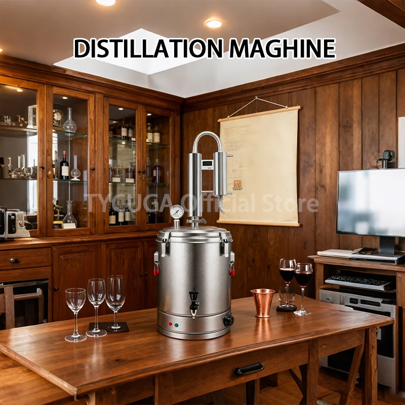 آلة تقطير برجية مزدوجة 23L/220 فولت كحولي ويسكي Moonshine لا يزال باخرة النبيذ الصغيرة مستخرج الزيت العطري للاستخدام المنزلي