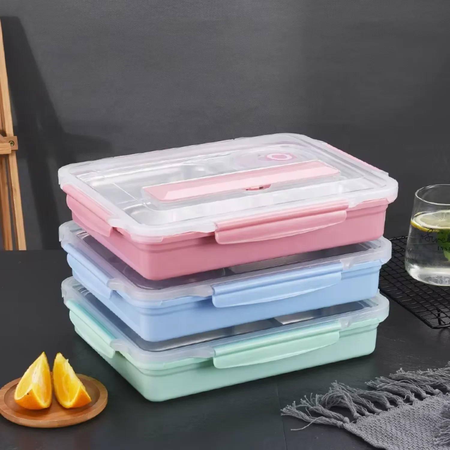 الجملة 304 الغذاء الصف الفولاذ المقاوم للصدأ بينتو الغداء للأطفال معزول حاوية طعام محمولة الغداء المدرسي