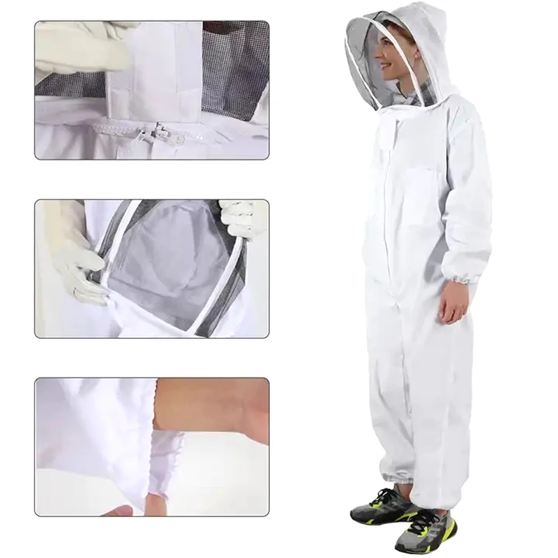 Bee Protective Suit Breathable Fabric Hooded Professional Beekeeping Clothes For Women Men