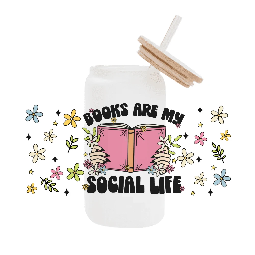 Read Books Study For Libbey 16oz Can Glass 3d Waterproof Uv Dtf Coffee Can Wrap Libbey Glass Wrap