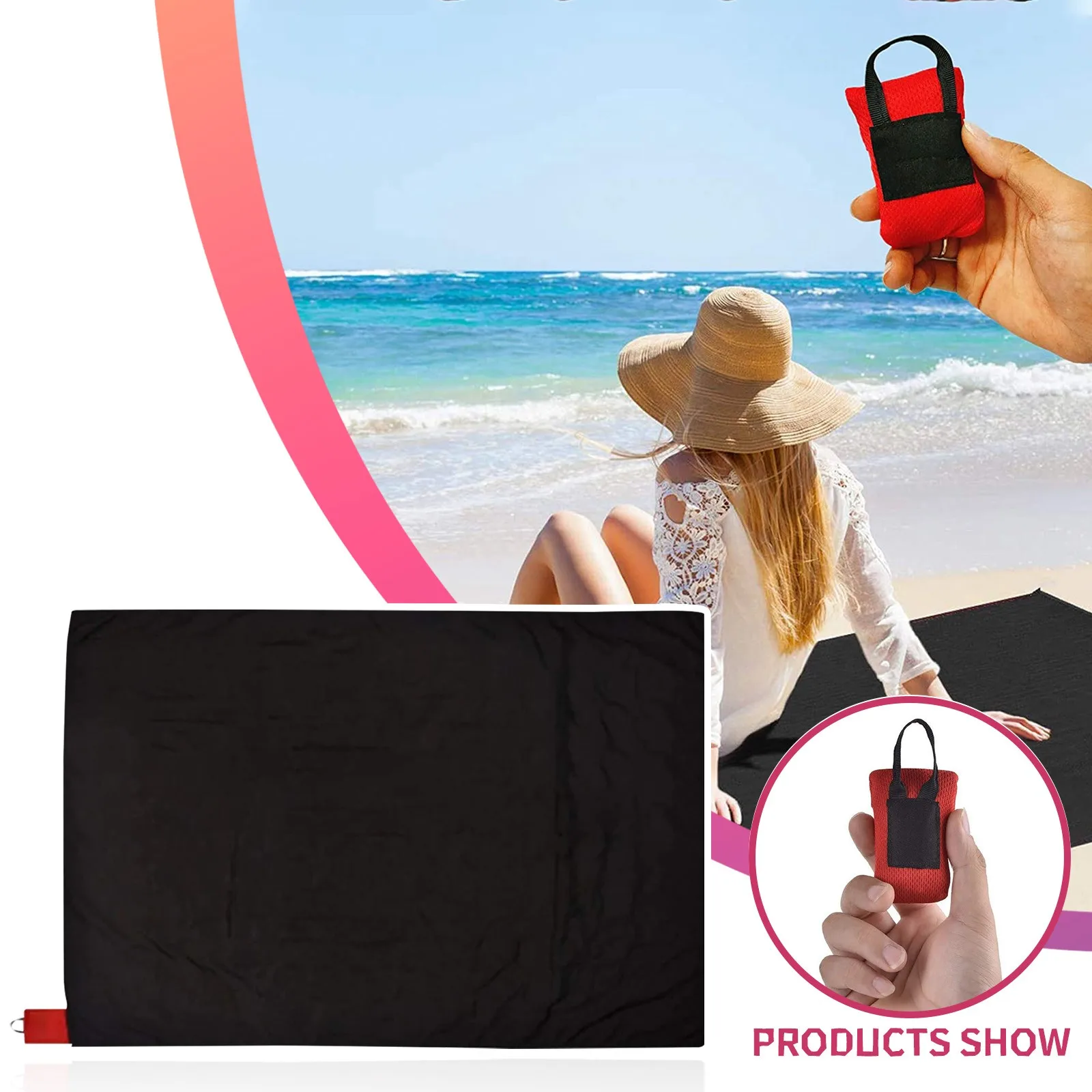 Portable Beach Mat Foldable Sandproof Waterproof Outdoor Picnic Camping Travel Accessory Portable Mini Picnic Pocket Beach T1