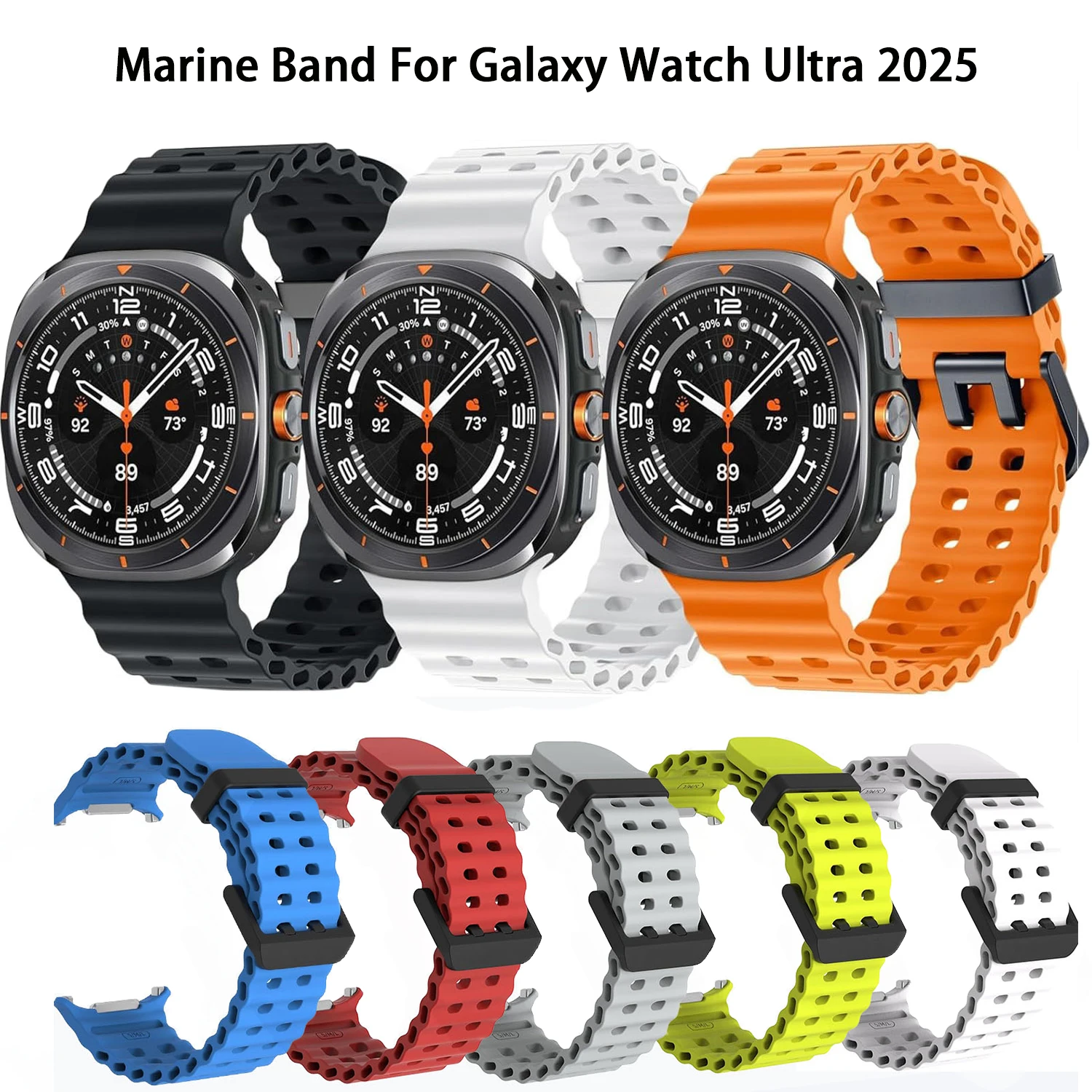 Marine-Silikonarmband für Samsung Galaxy Watch Ultra 2025, 47 mm, atmungsaktives Armband, Galaxy Watch Ultra 47 mm Armband