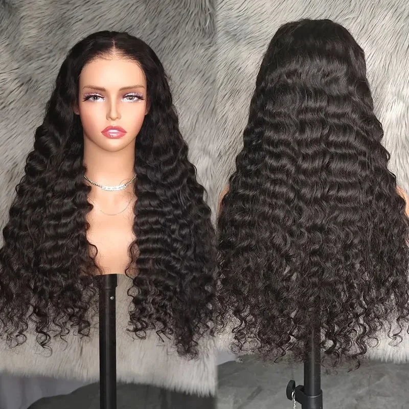 200% Dichte HD Transparente Lace Front Perücken aus Echthaar, Vorgezupft, 13x4 Tiefgelockte Lace Frontal Perücken für Frauen