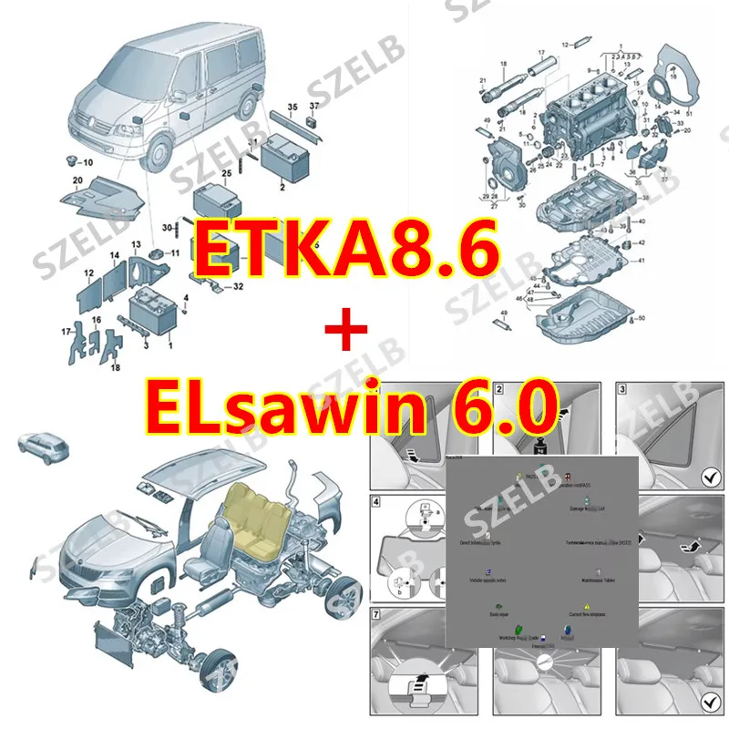 

Каталог электронных запчастей для групповых транспортных средств ETK A 8.6 для V/W+AU/DI+SE/AT+SKO/DA+Elsawin6.0 Бесплатная установка