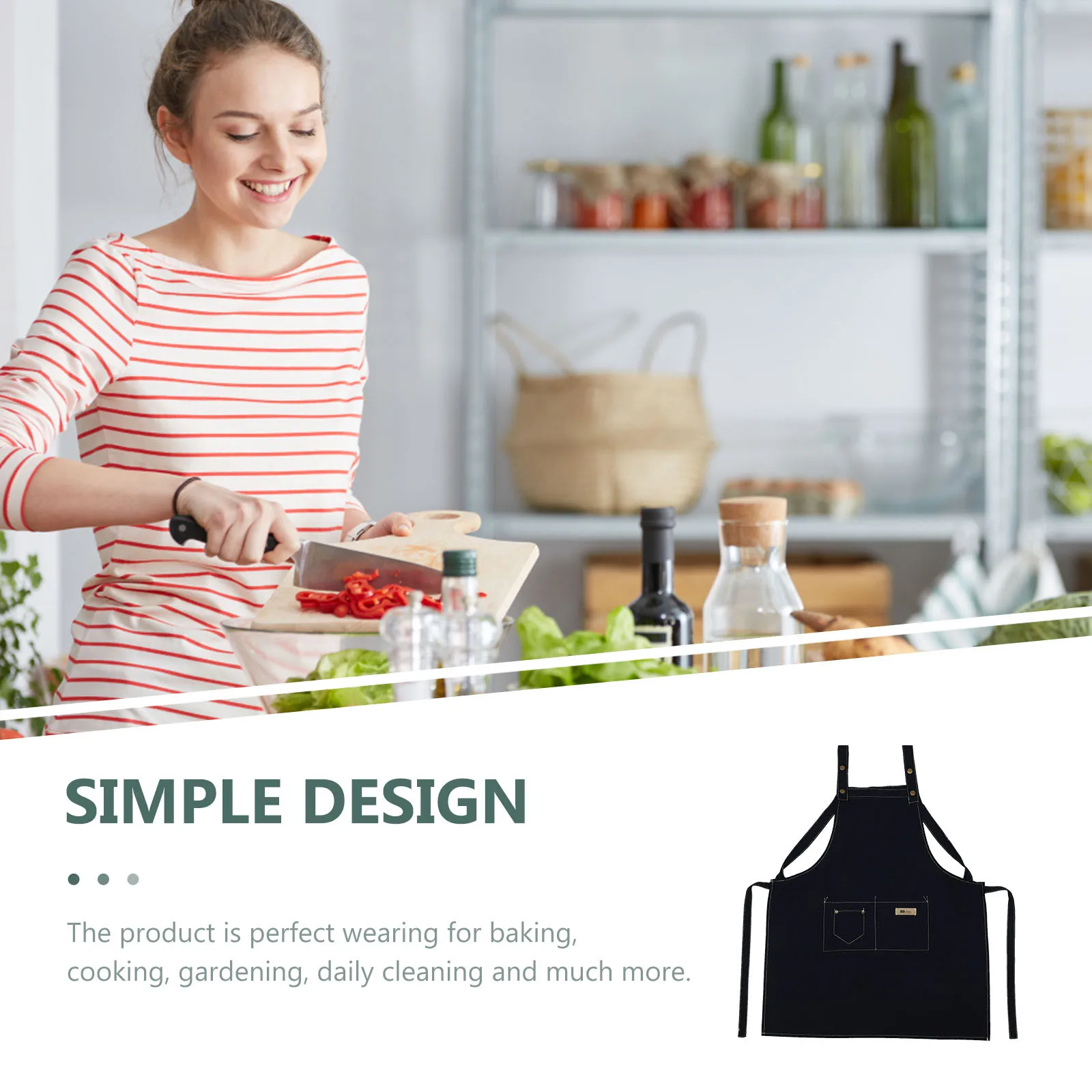 

Oil-Proof Apron for Cooking Kitchen Use Cotton Material Exquisite Workmanship Convenient Wear Storage Simple Design