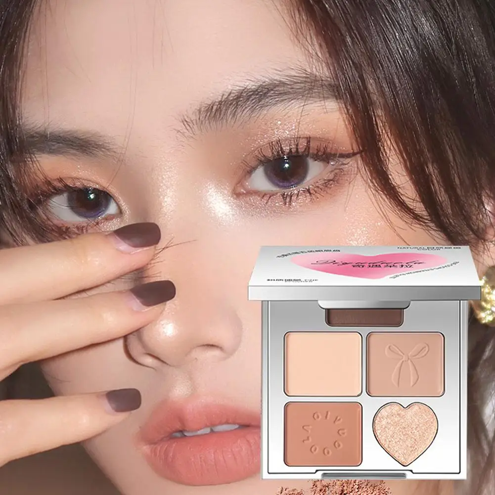 Pięciokolorowy Cień do Powiek Matowy Perłowy Jasny Makijaż Naturalny Cień dla Uczennic Kosmetyki do Oczu Makijaż Ziemia N4S3