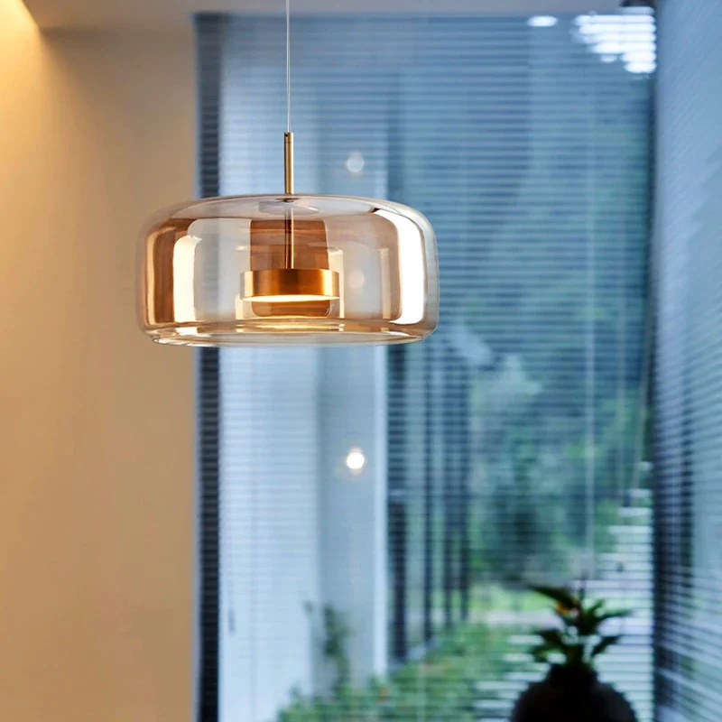 Plafonnier LED suspendu en verre au design moderne, éclairage d'intérieur, luminaire décoratif de plafond, idéal pour une salle à manger