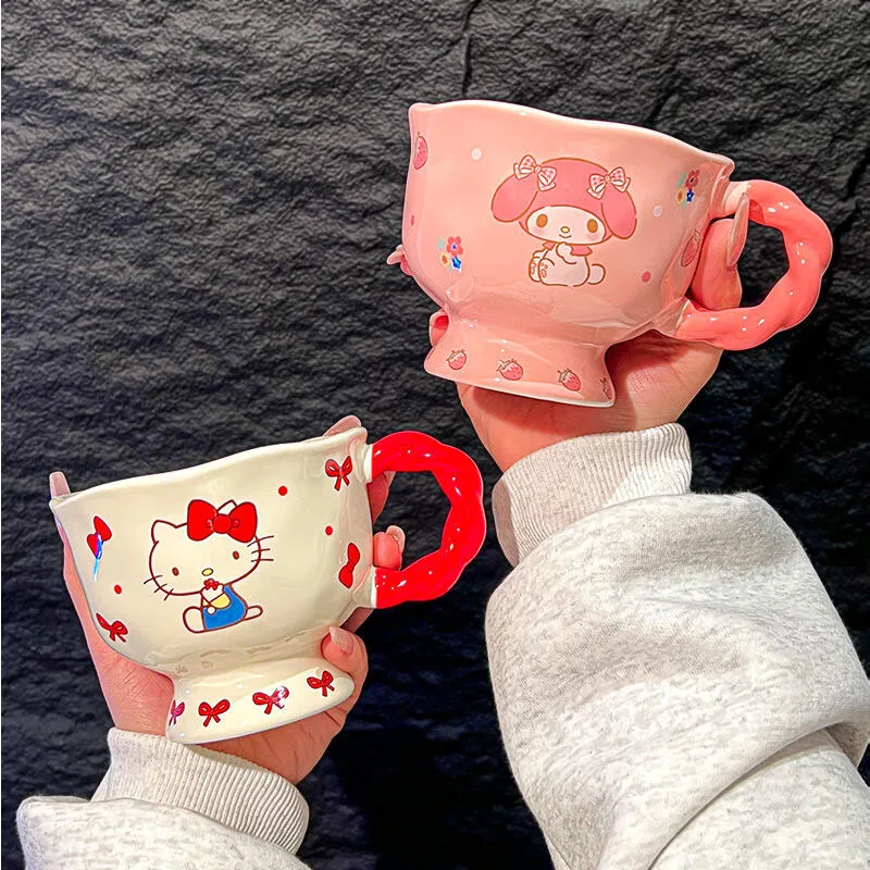 

Hello Kitty Ceramic Mug Cartoon Coffee Cup Cute Design for Home and Office High Value Drinking Cup Perfect Gift for Women