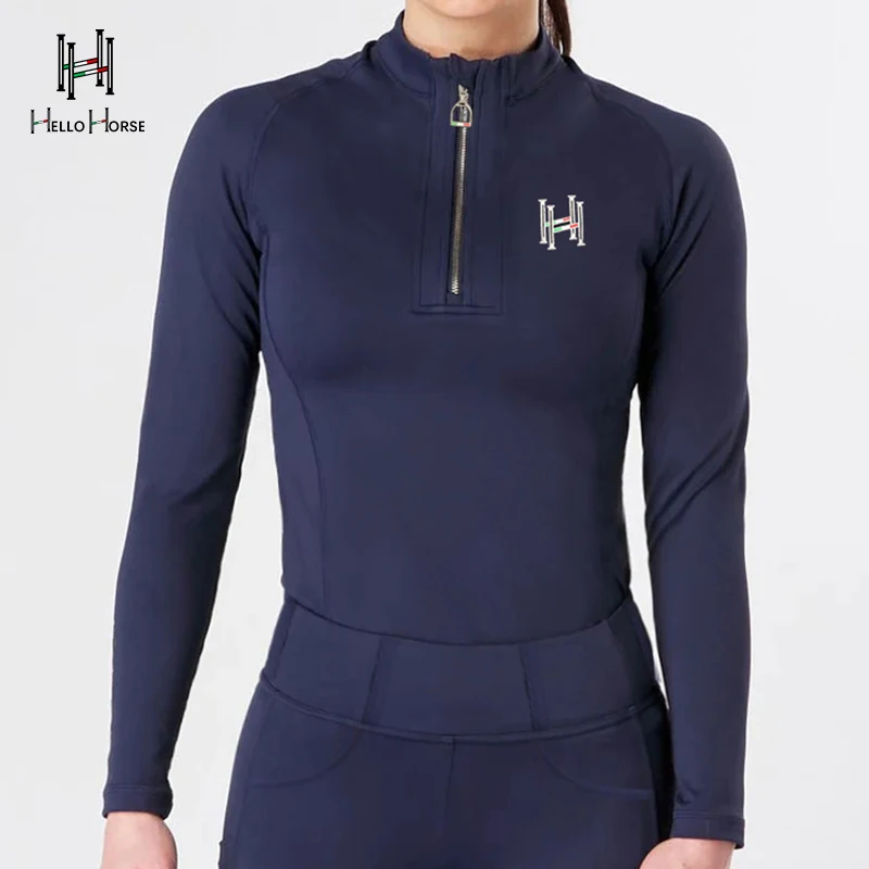 Hello Horse 승마 의류 여성 승마 장비 승마 장비 승마 훈련 긴팔 티셔츠 자외선 차단 승마 의류