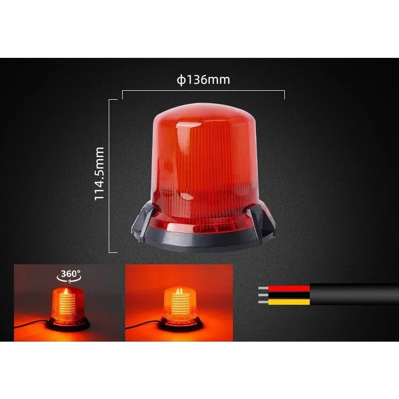 For Cars Traffic Emergency Strobe Light Rotating Flash Warning LED Beacon Signal Lamp for Engineering Vehicle Night Safety