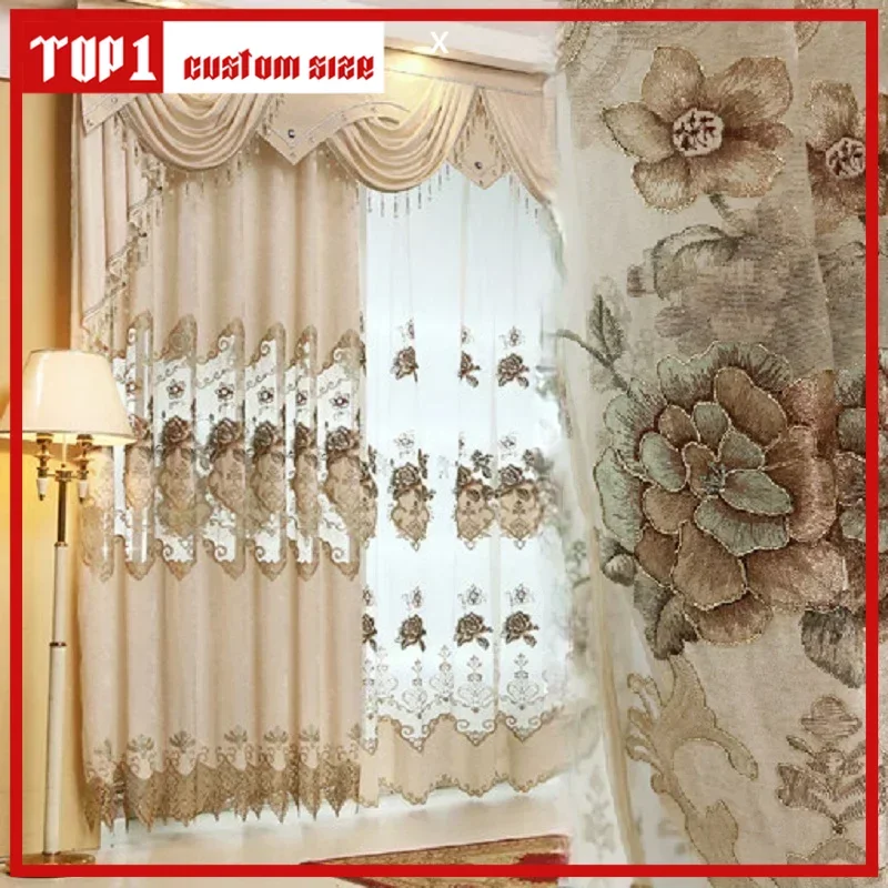 

Роскошный Geborduurde Gordijnen Voor Woonkamer, Eetkamer, Slaapkamer, Fisk Stijl, Beige, Chenille, Volant, Tule, Ramen, Uitgehold