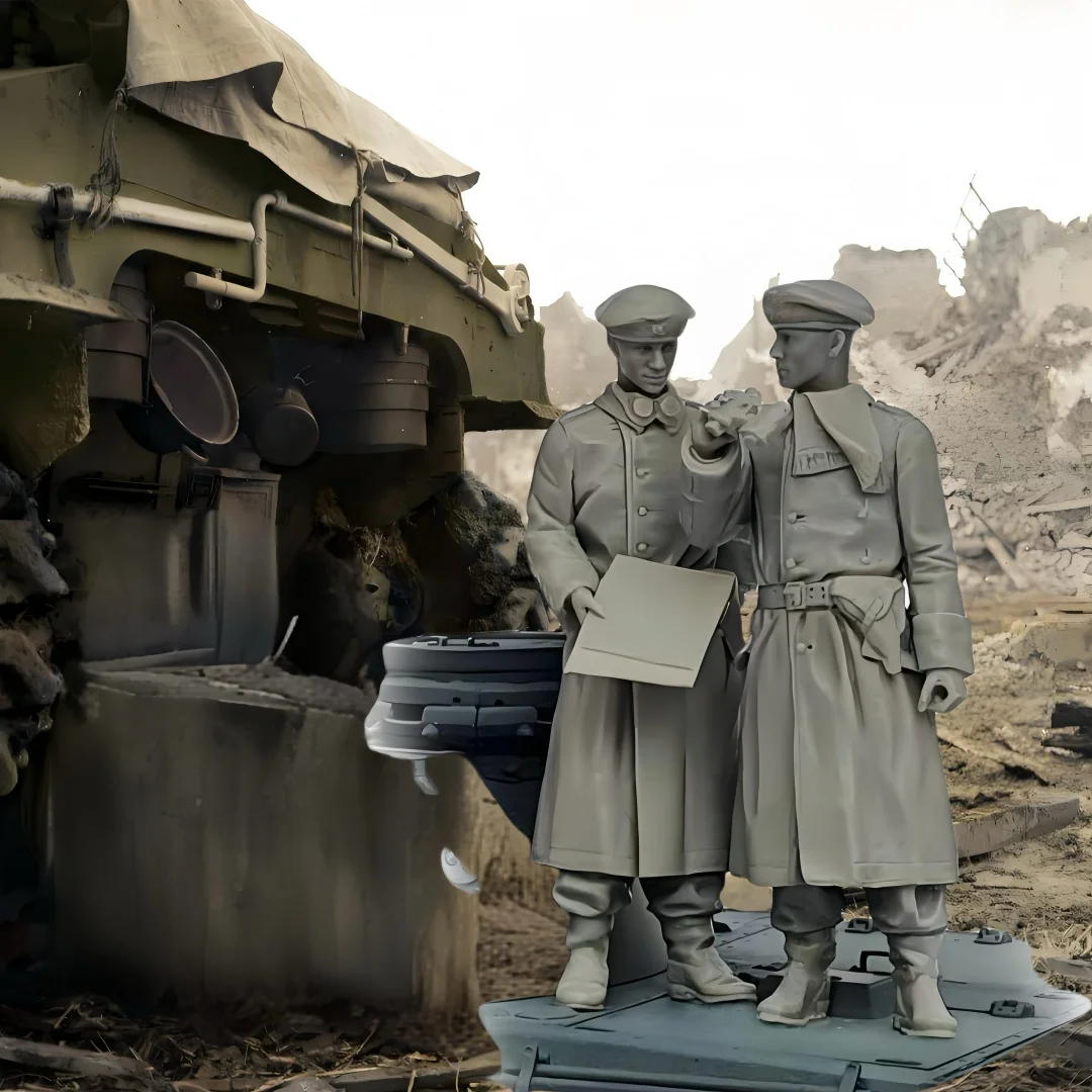 

1/35 Resin Model German Soldier Figurine - White Mold GK Military Themed Action Character Model Toy Soldier, Unassembled & Unpai