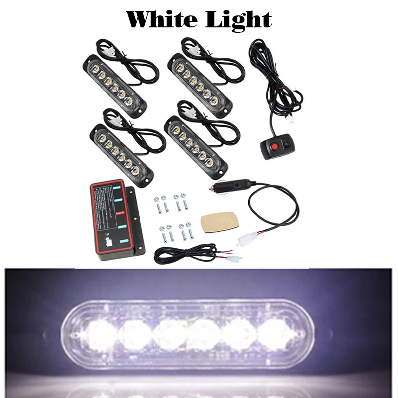 Car Front Grille Strobe Light 12V 24V Emergency Warning Signal Side Lamp Good-quaility Accessories For Truck Trailer SUV image 3