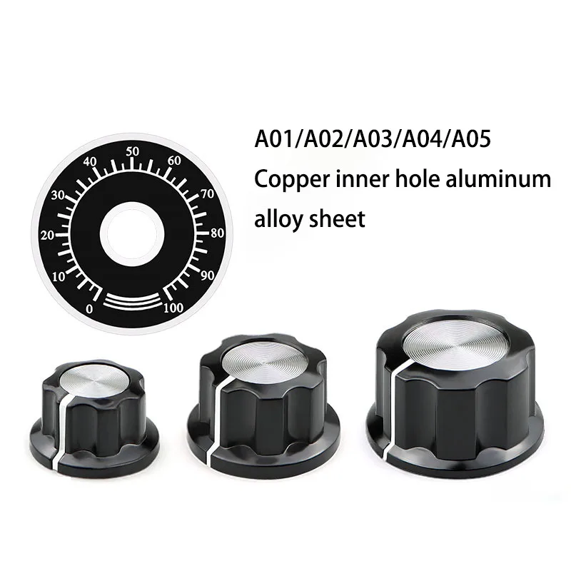 MF-A01/A02/A03/A04/A05 Potentiometer Knob Copper Core Knob/Hat Scale Plate 6mm Inner Hole
