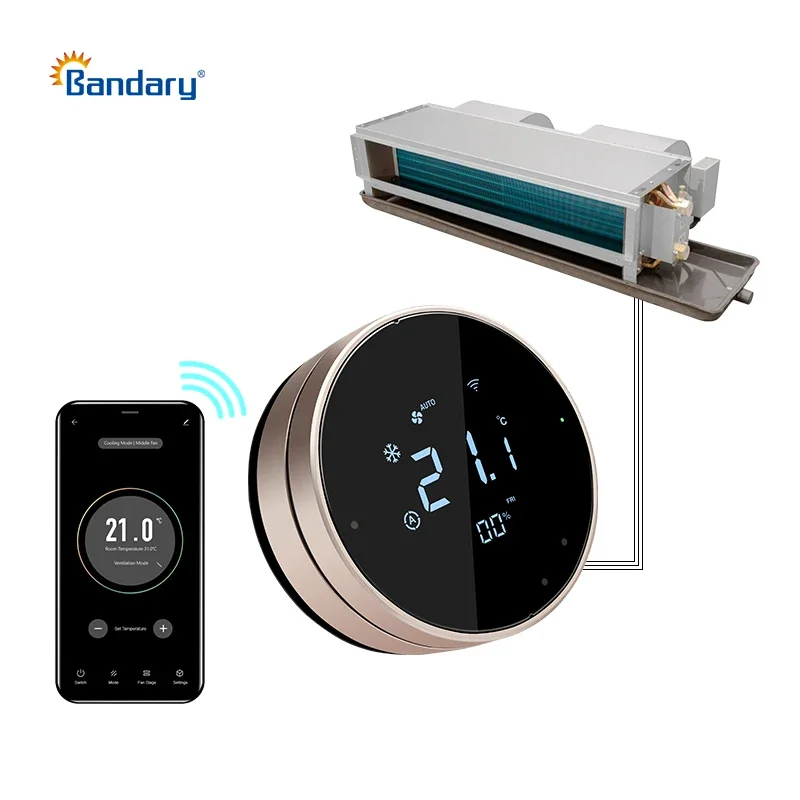 

Bandary 2/4pipe 24VAC DC HVAC thermostat wifi smart thermostat temperature controller with humidity sensor