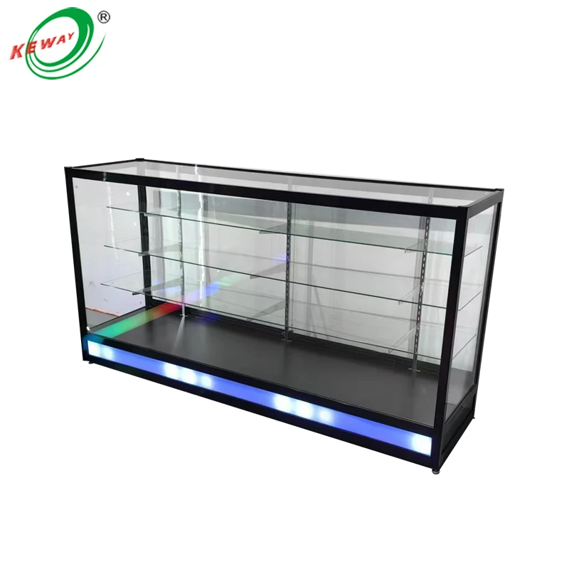 custom.4/6ft Custom Retail Aluminum Frame Tempered Glass Display Cabinet with Flowing LED Lights