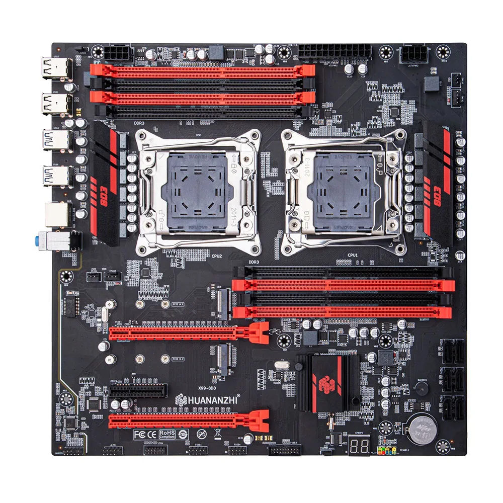 HUANANZHI Dual CPU Motherboard Kit LGA 2011-3 XEON E5 2698B V3 256GB Memory DDR3 RECC Support M.2 NVME X99 Sever Set