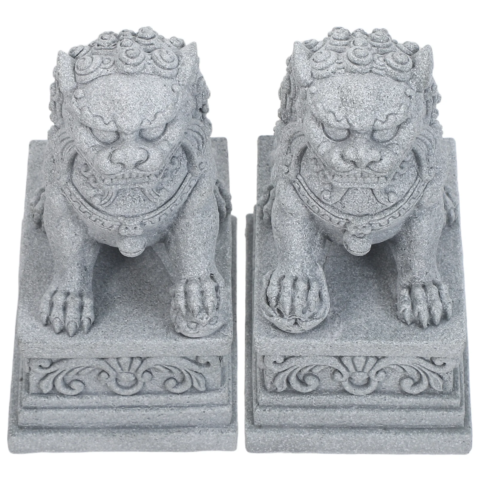 

2Pcs Traditional Chinese Lion Statue Pair Miniature Stone Guardian Lion Sculptures for Bonsai Garden Micro Landscape Asian Style