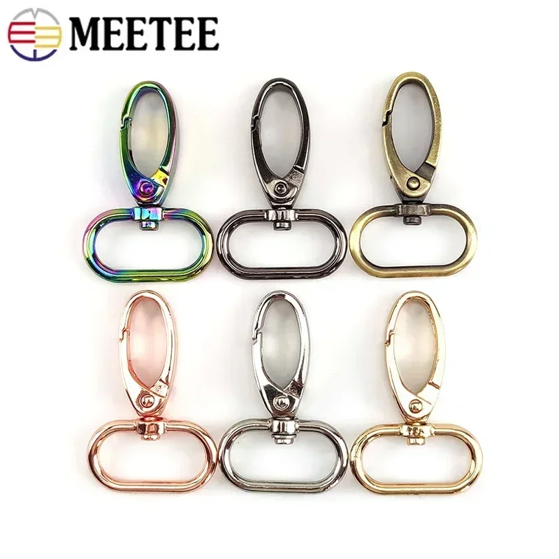 

Meetee 10Pcs 16-38mm Bag Strap Hook Buckle Metal Swivel Lobster Clasp DIY Webbing Snap Hooks Keychain Trigger Buckles Accessory