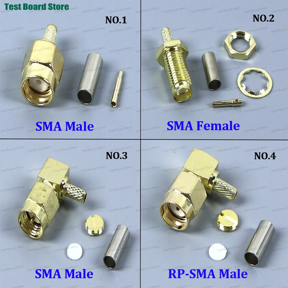 1/5/10Pcs SMA Male Plug SMA Female RP SMA Male Female RF Connector Crimp For RG174 RG316 LMR100 Cable Connector