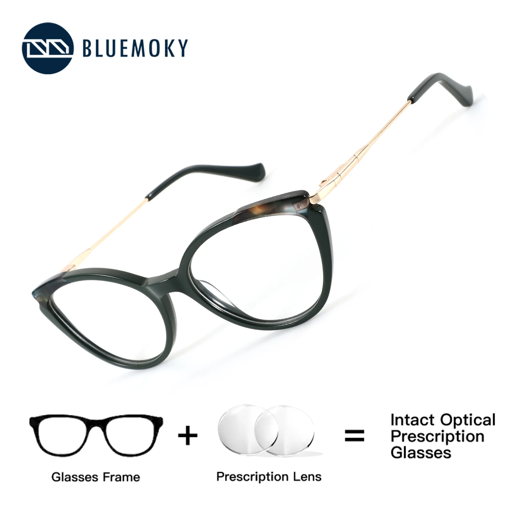 

BLUEMOKY (M Size) Butterfly Metal Women Prescription Multifocal Vision Correction Eyeglasses near Anti Blue Light Photochromic