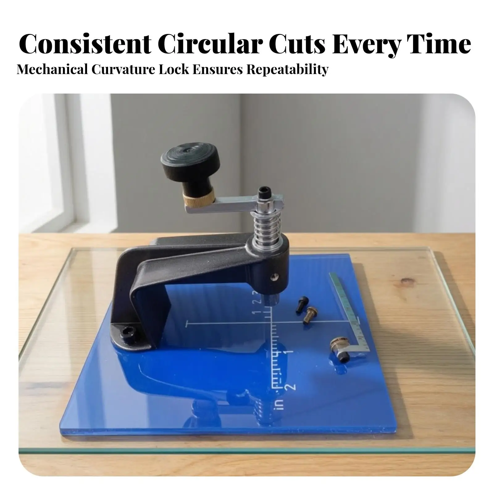 Glass Circle Cutter 360-Degree Circular Glass Cutter Accurate Heavy Duty for Glaziers, Workshops