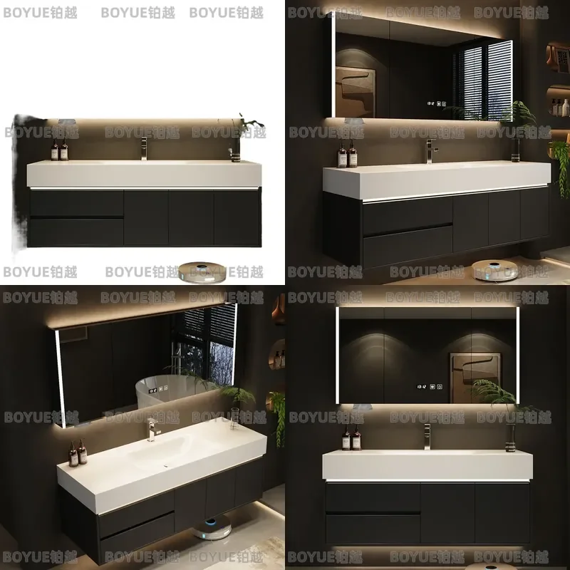 for Modern Simple Bathroom Cabinet Rock Slab Ceramic Seamless Hot Bending Integrated Basin Toilet Washbasin Combo