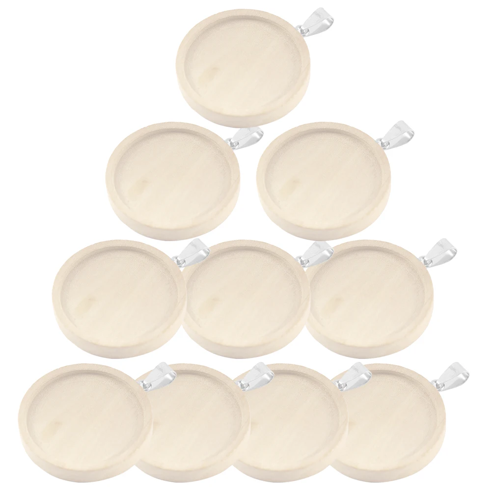 

10 Pcs Wooden Bottom Bracket Pendant Pendants for Jewelry Making Trays Charms Hanging Bezel Jewellery Base Glass
