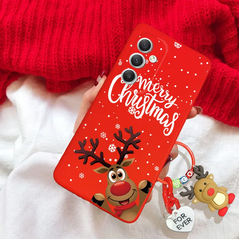 Christmas Tree Deer Doll Santa Claus 3D Keychain Pendant Case For Samsung A14 A34 A54 A13 4G 5G Soft TPU Gift Phone Back Cover