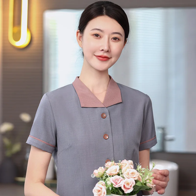 女性用春夏半袖清掃ユニフォーム、ホテル客室作業服、コミュニティ資産管理、ハウスキーピングユニフォーム