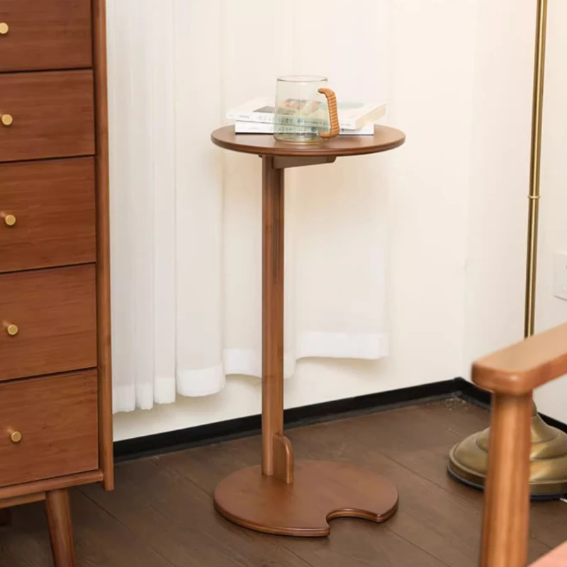 

‌Space-Saving Crescent End Table - Adjustable Lift Top Coffee Table, Round Bedside Stand, Balcony Corner Desk for Small Spaces