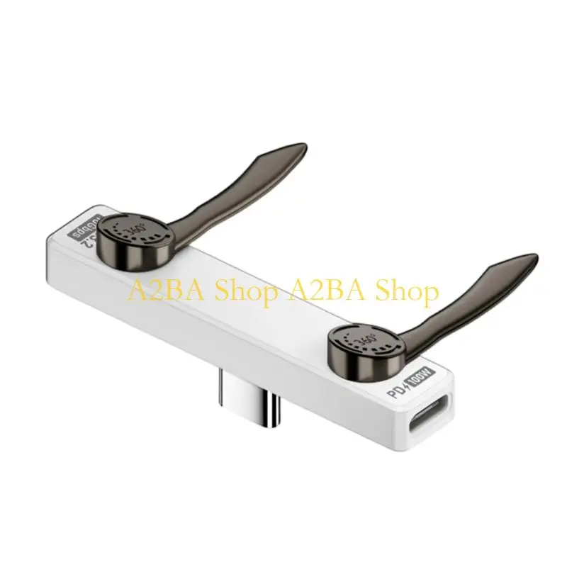 A2BA USB C Phone Stand Adapter with Foldable Port Layout, 100W Charging Input and 10Gbps Data for Desk Viewing on Desks