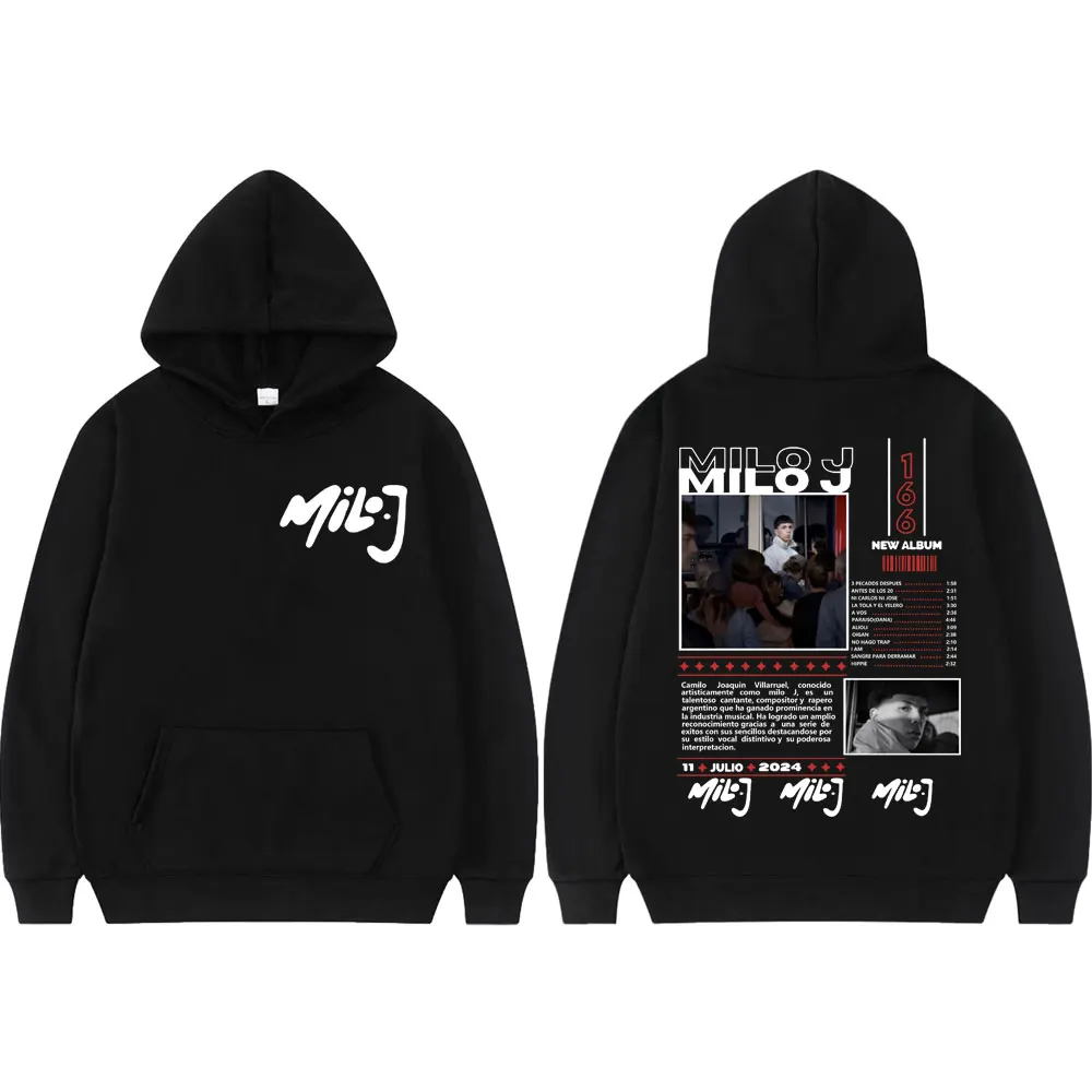 

Rapper Milo J 166 Music Album Hoodie Fashion Hip Hop Vintage Hooded Sweatshirts Men's Women's Casual Loose Pullovers Streetwear