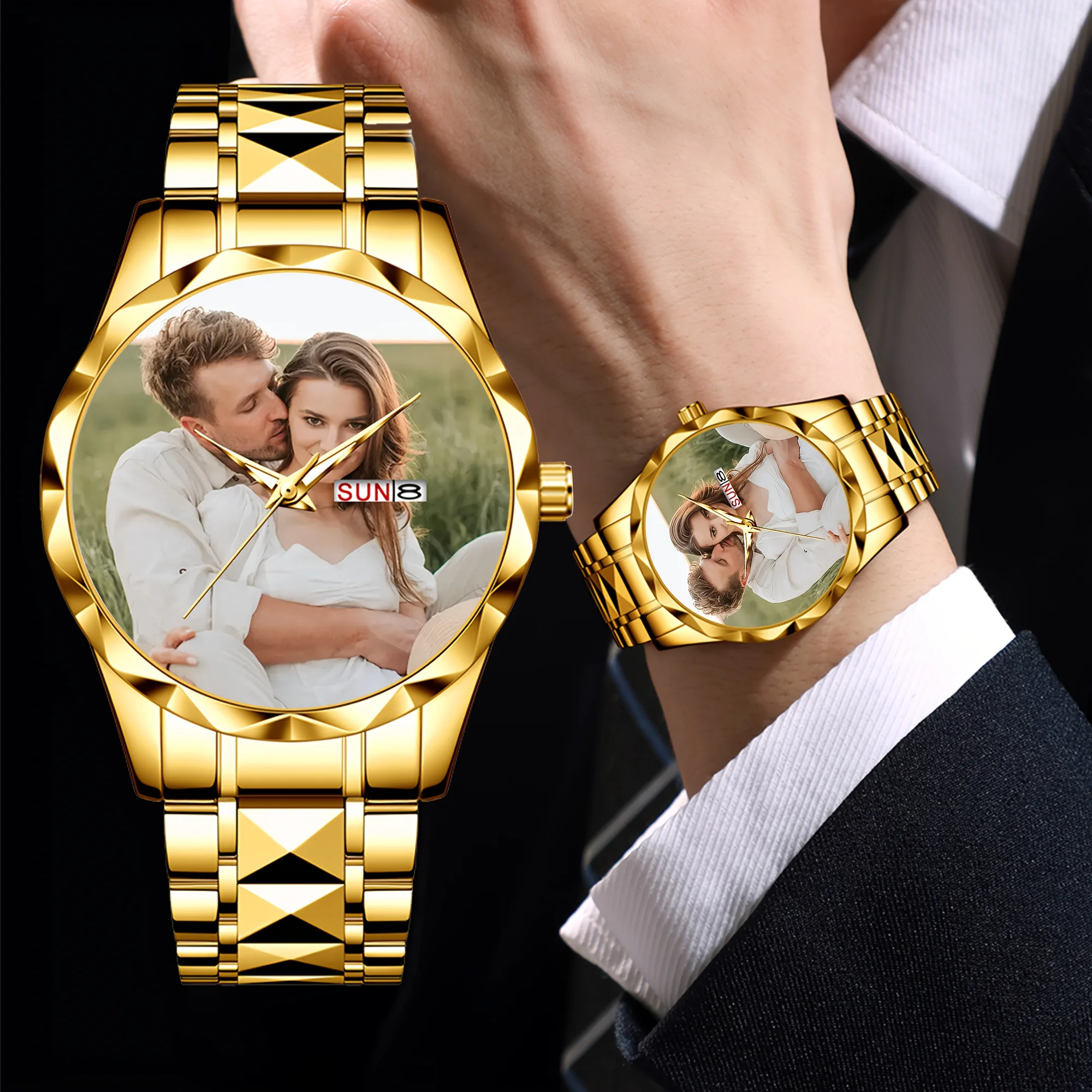 Customisable watch featuring personalised images: a stylish and elegant men’s bracelet watch reloj mujer reloj hombre