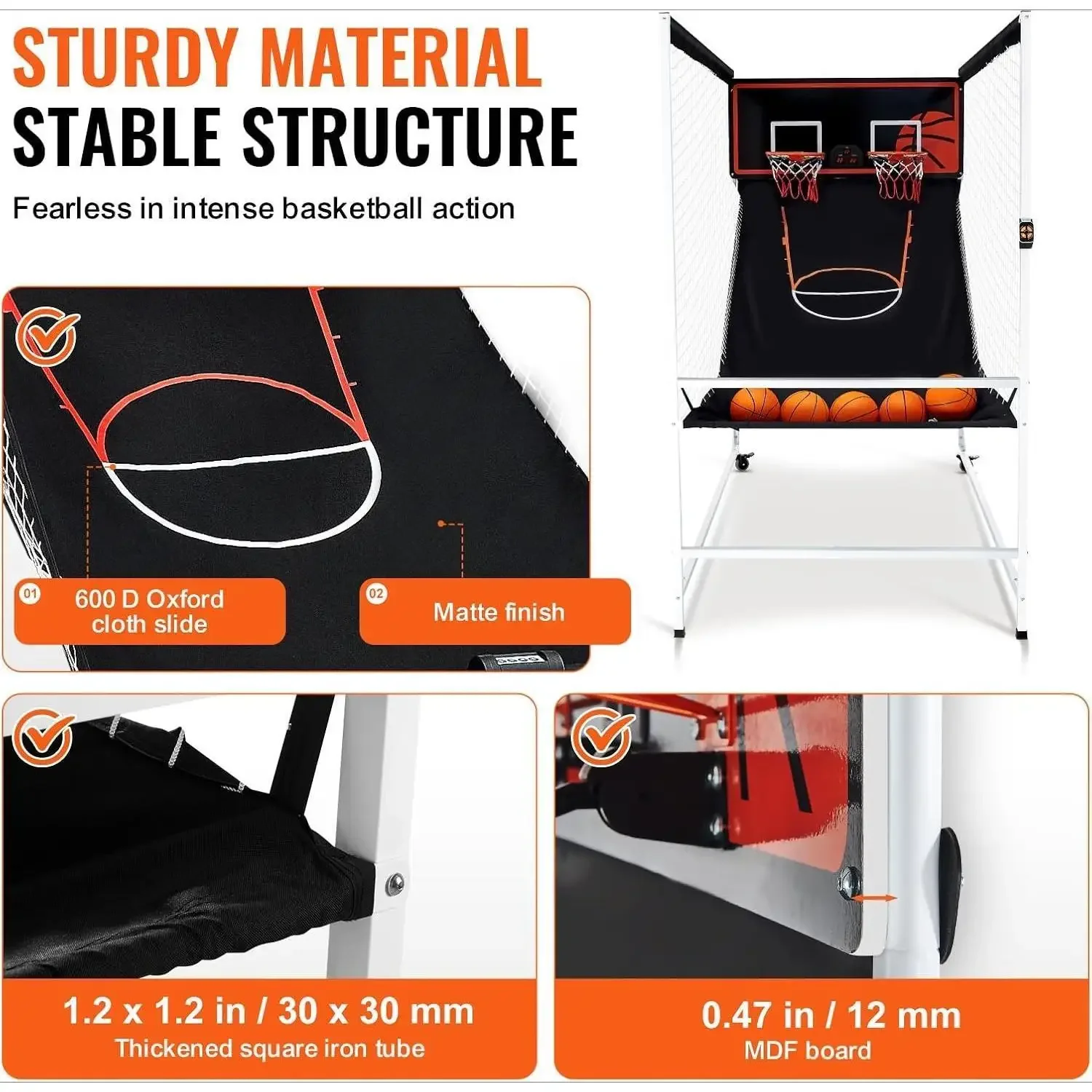 Basketbal Arcade Game Indoor, 2-speler indoor basketbalspel, Home Dual Pop- A-Shot Sport met ballen, 8 spelmodi, Electroni