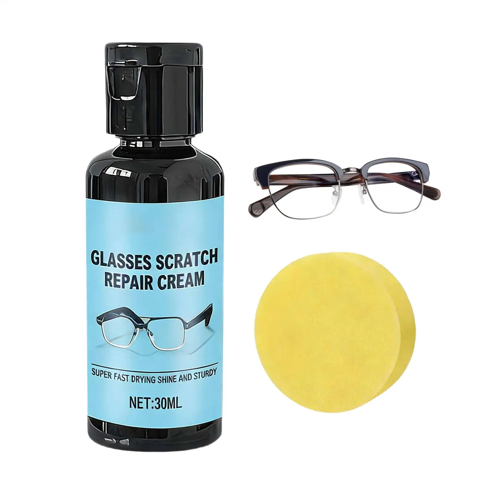 Eye Glass Scratch Remover for Lenses 30ml Watch Cleaner with Sponge Eyeglasses Scratch Remover for Camera Screen Watch Phone view 2