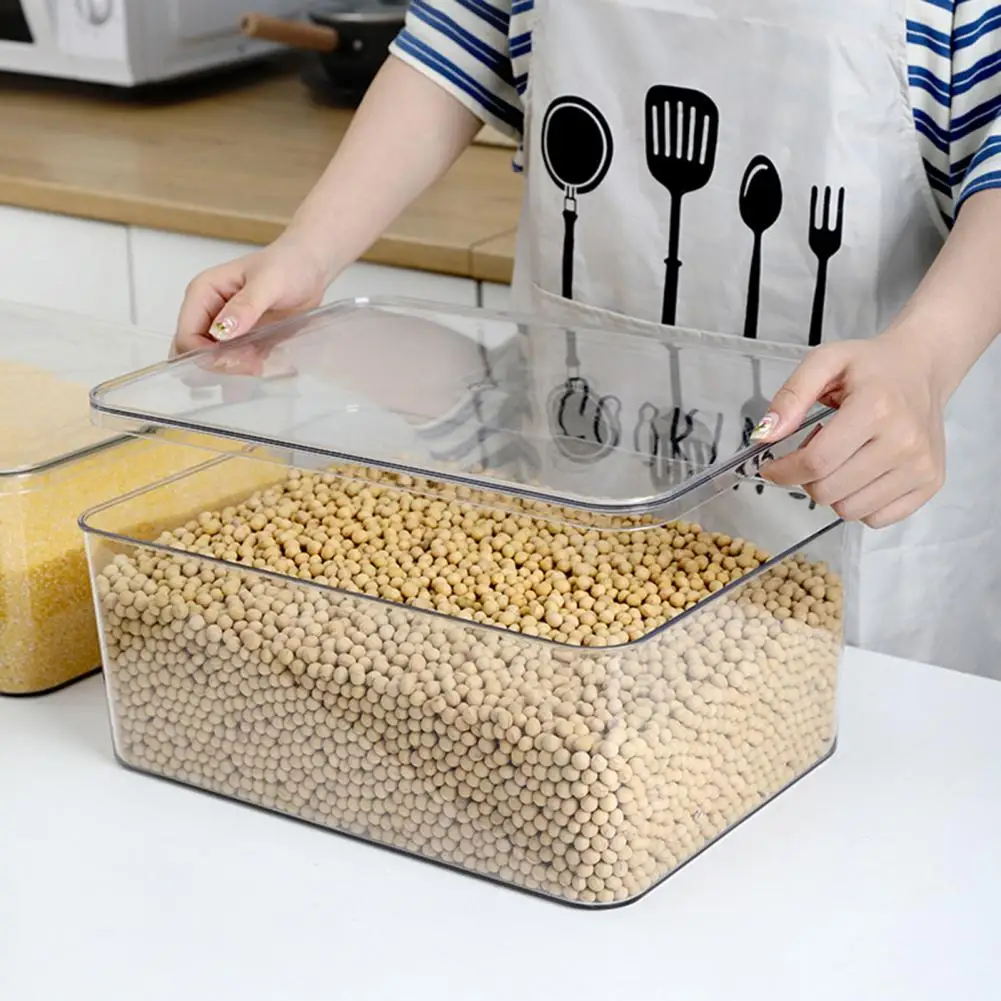 Acrylic Storage Box Sturdy Organizer Capacity Transparent Storage Box with Lid Dustproof Moisture-proof Food Container Oblong