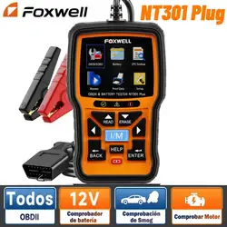 FOXWELL NT301 Plus OBD2 Automotive Scanner 12V Battery Tester Engine Check Code Reader Battery Charging Cranking System Test