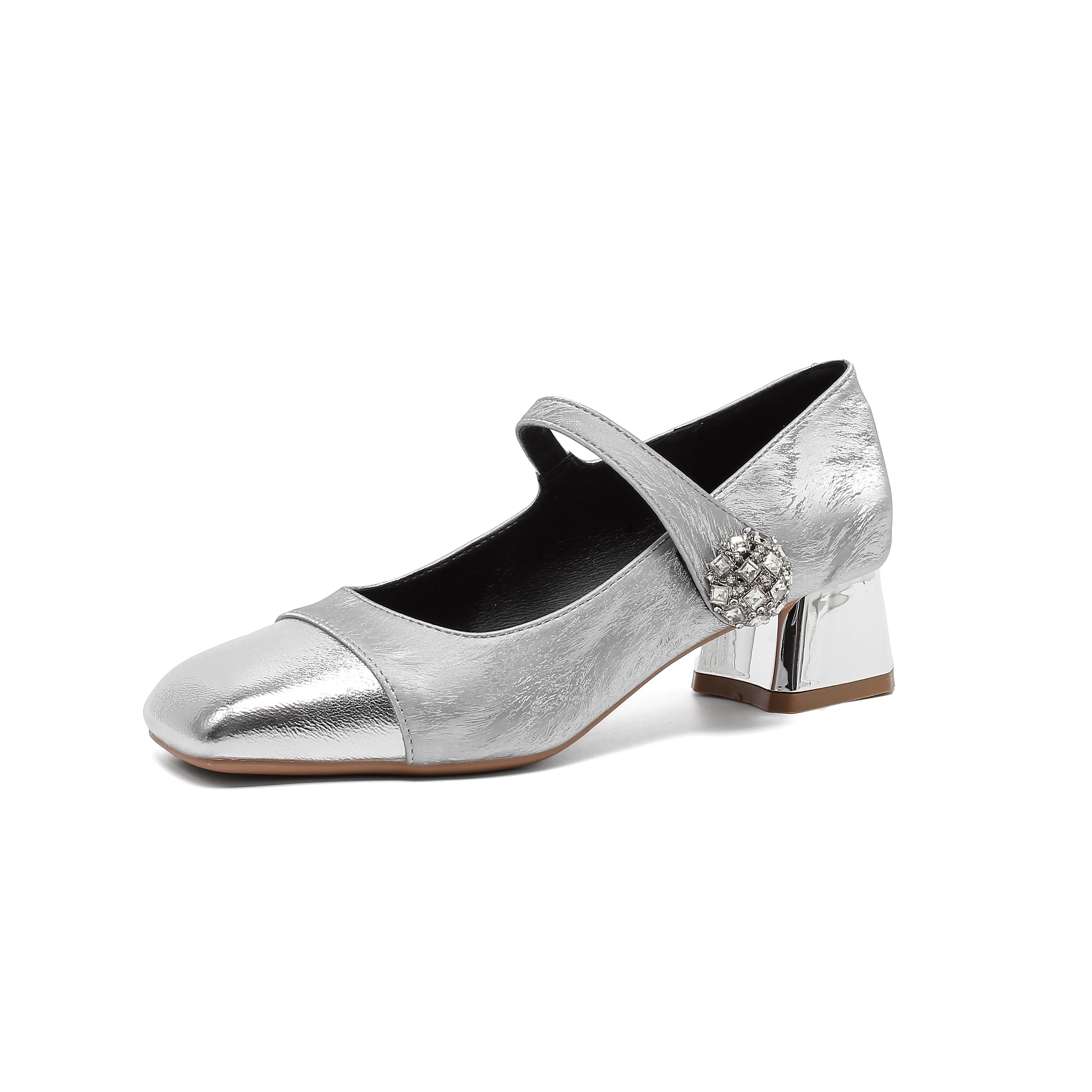 

Bloomsteps Comfortable Square-Toe Shoes, New French Style High Heels, Women's Patchwork Low Heel Single Shoes, Chunky Heel Desig